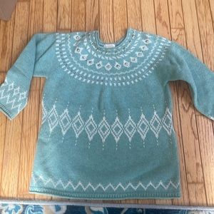 Sundance Light Green Lambswool Fair Isle Nordic Embellished Sweater Knit Medium